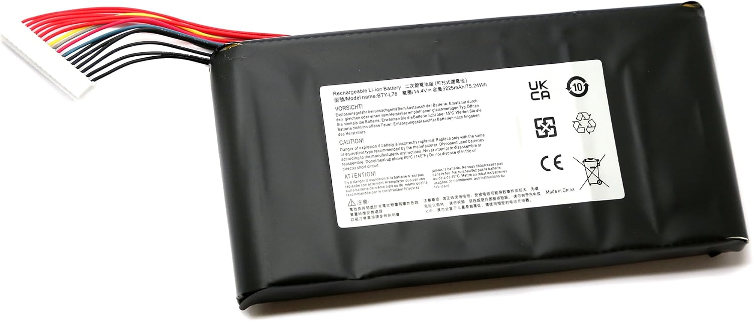 Battery for MSI GT62VR / GT63 / GT73 / GT73EVR / GT73VR / GT75 / GT75VR / GT80 / GT80S / GT83 / GT83VR Series - BTY-L78-14.4V 5225mAh
