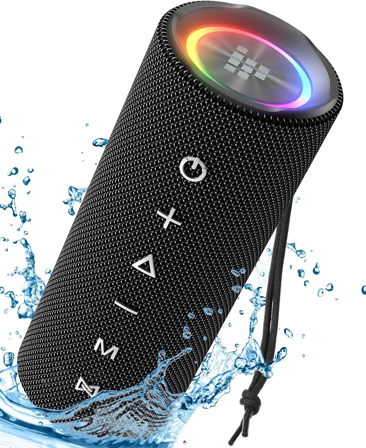 Tronsmart Mirtune C2 Portable Bluetooth Speaker, Bluetooth 5.3 Wireless Speaker with LED Light, 360° Powerful Bass, IPX7 Waterproof, 24H Battery Life, App Control for Party