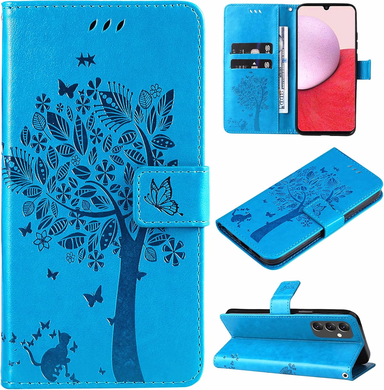 Case for Samsung Galaxy A14 5G/4G, Leather Case Cover with Card Holder Magnetic Flap Stand Flip Case Cover Shockproof Case for Samsung Galaxy A14 5G/4G, Blue