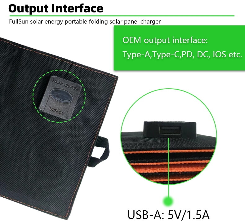 Fullsun portefeuille USB chargeur de téléphone portable extérieur chargeur solaire pliable portable