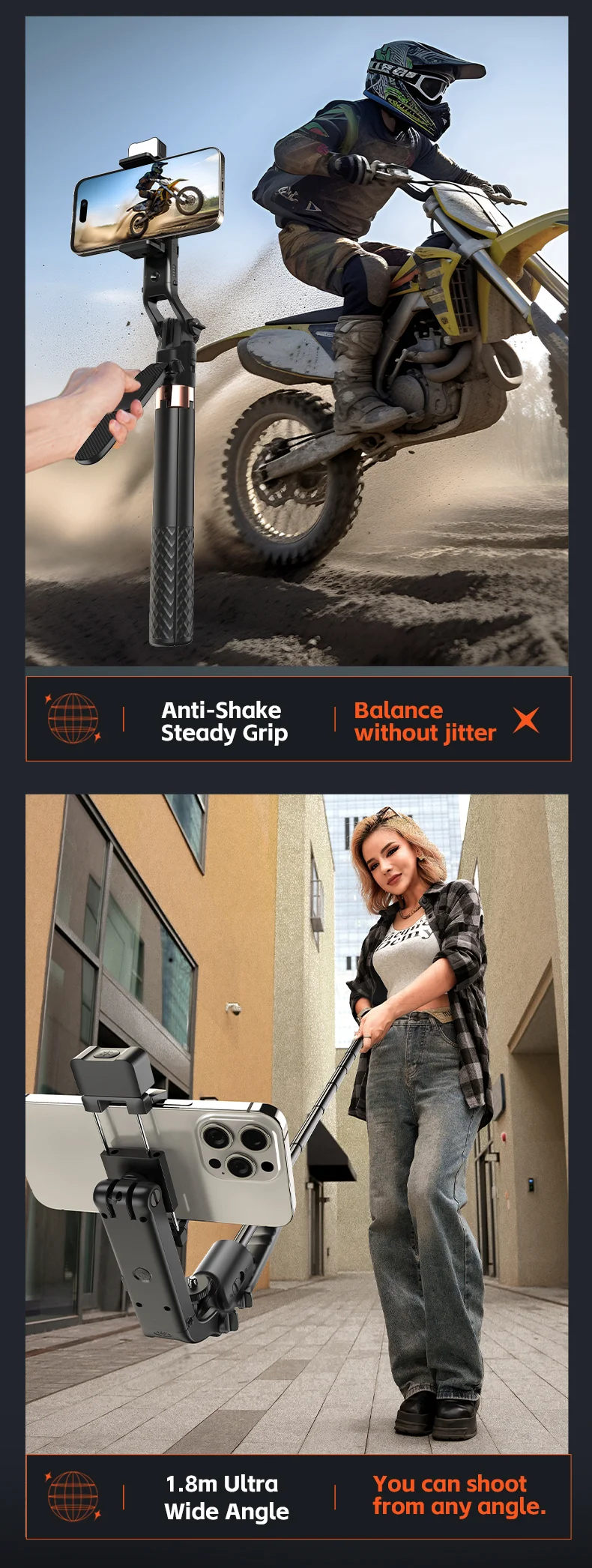 A101 1.8m Auto Face Tracking Tripod Selfie Stick, No App with Remote and Gesture Control, Fill Light 8
