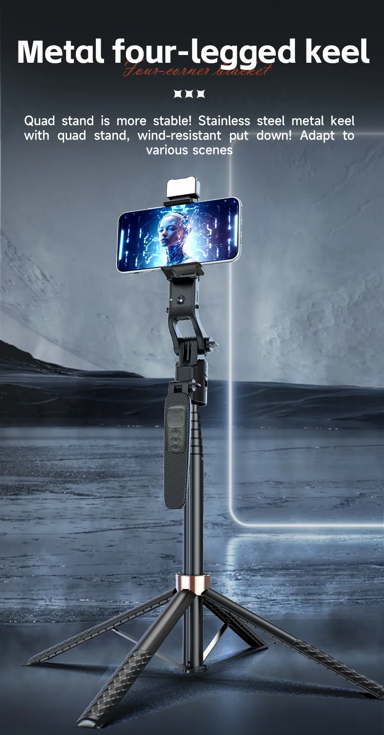 A101 1.8m Auto Face Tracking Tripod Selfie Stick, No App with Remote and Gesture Control, Fill Light 11