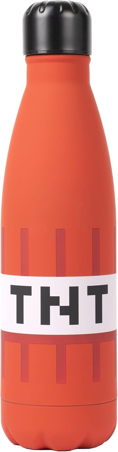 Minecraft - Stainless Steel Water Bottle - TNT Red - Kids Water Bottle - 550ml - Official Product