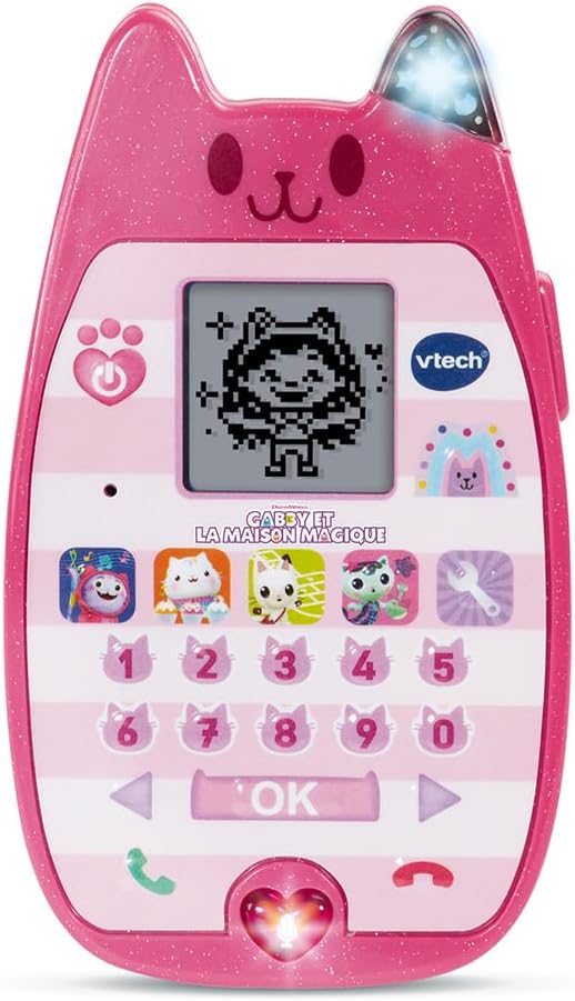 VTech - Gabby and the Magic House, Educational Smartphone, Children's Mobile Phone with Backlit Screen, 4 Games, Luminous Cat Ear, Gift for Children from 3 to 7 Years