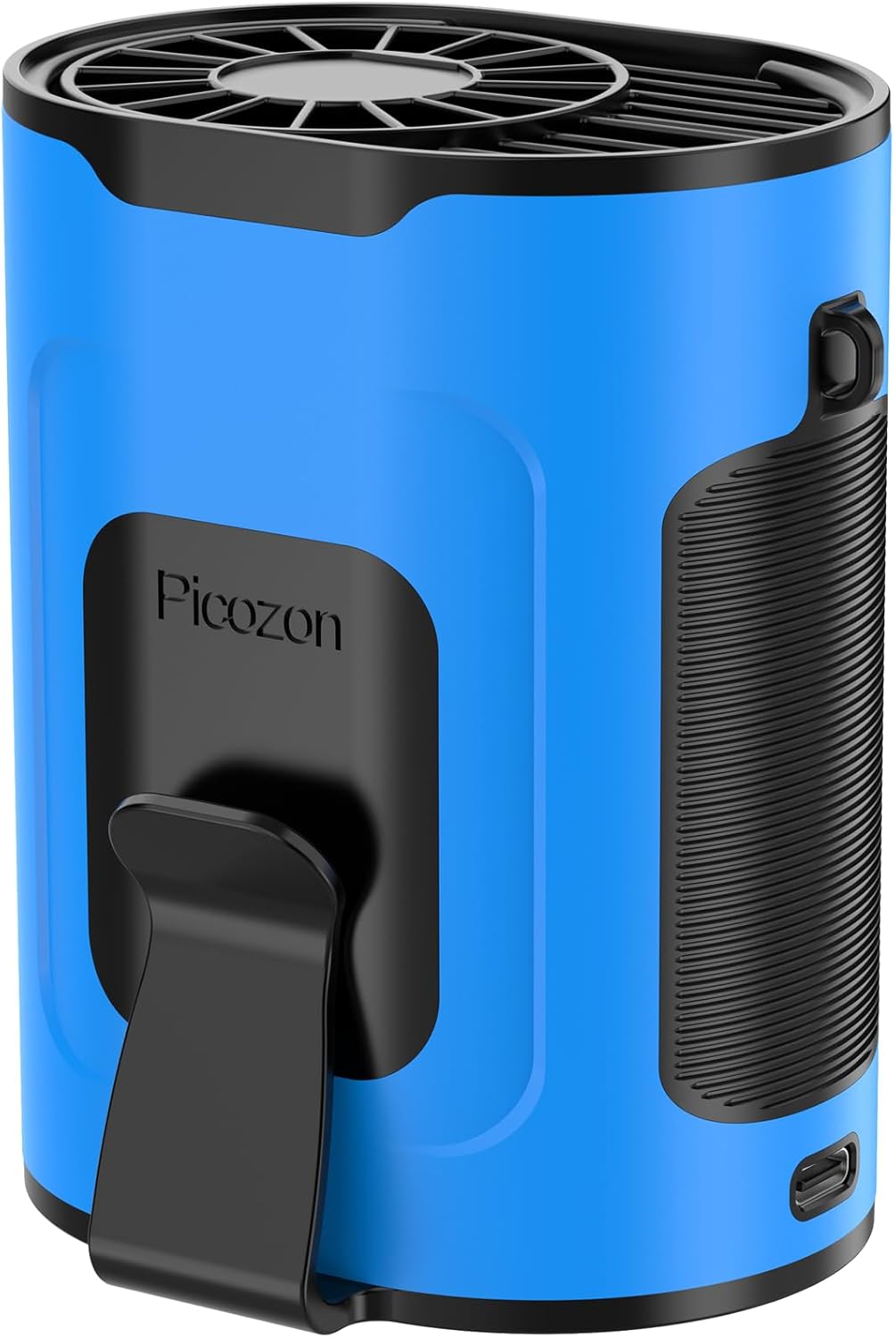 Picozon Portable Smart Fan - Powerful Airflow 9000 RPM, 4 Speed Rechargeable, Portable Hands Free Fan with Waist Clip and Collar for Outdoor Activities - Blue