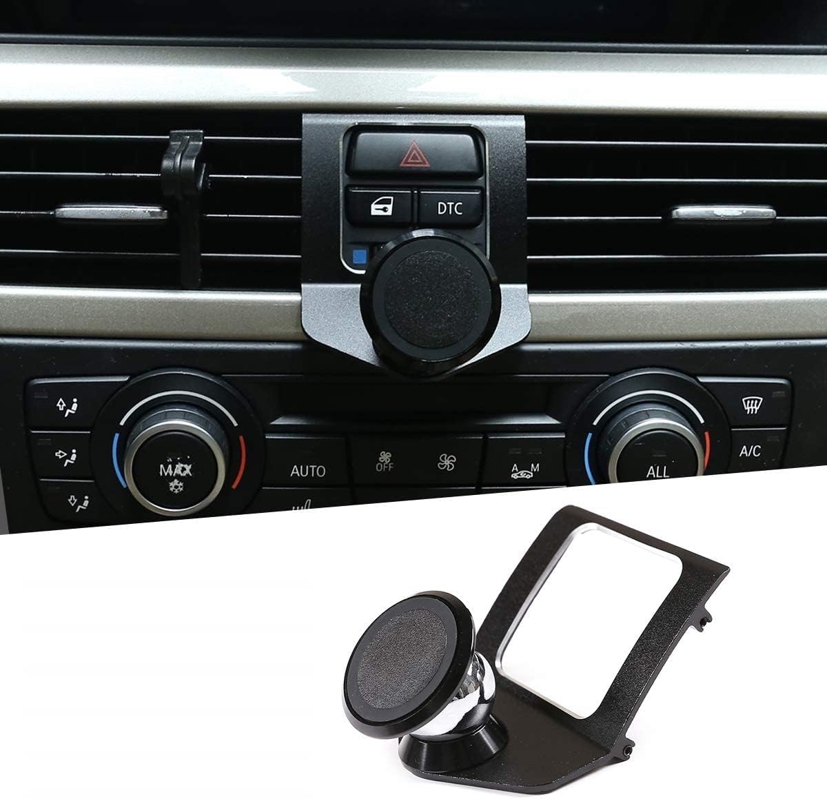 YANER Aluminum Alloy Cell Phone Holder for BMW 3 Series E90 E92 2005-2012 Car Accessory 360 Degree Rotating Bracket (Black)