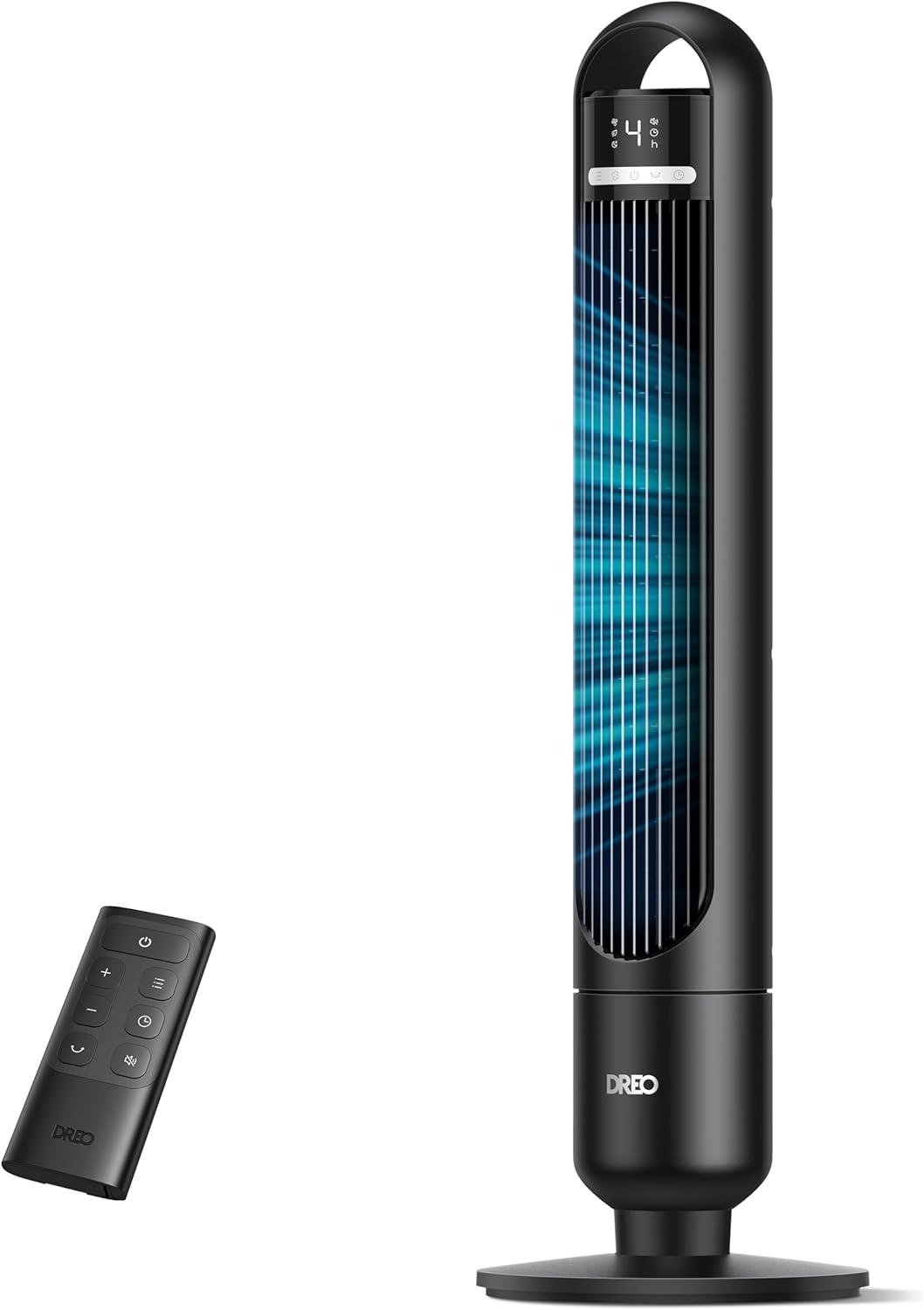 Dreo Silent 28dB Column Fan for Bedroom, Max Coverage 9m, Standing Fan without Blade, 7.6m/s, 90° Oscillation, 4 Speed, 3 Modes, 8H Timer, LED Display, Black.