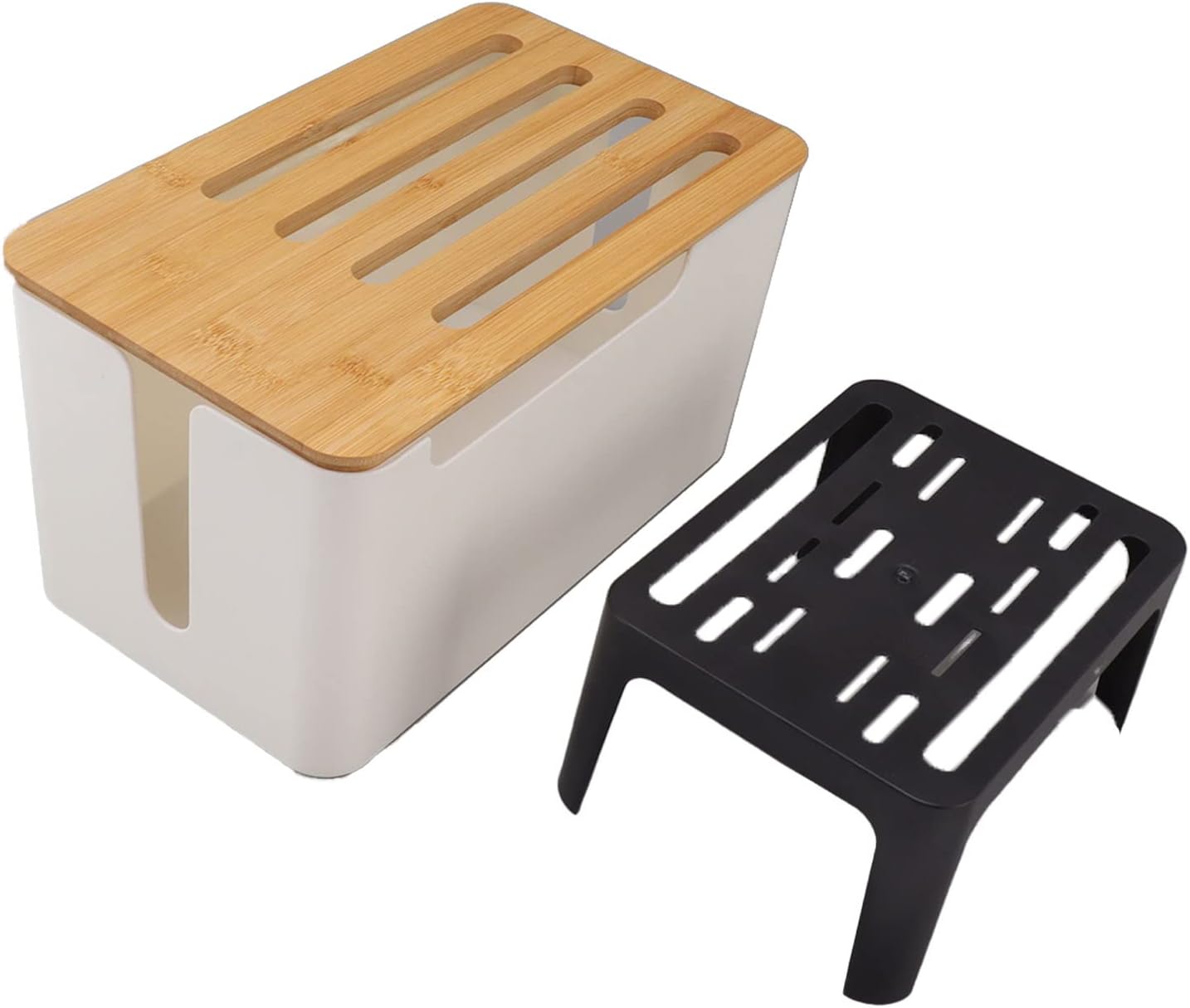 Ejoyous WiFi Router Storage Boxes, Router Shelf with Bamboo Lid, Modem Storage Boxes, Cable Cover, Organizer for TV Accessories Such as