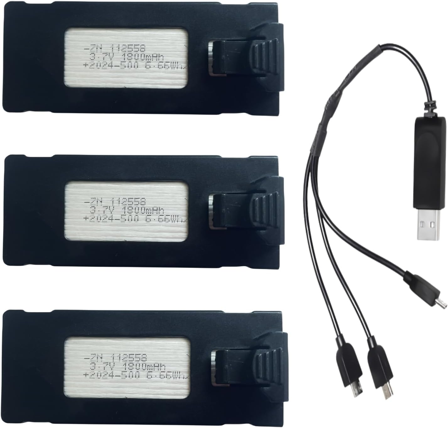 3.7V 1800mAh Rechargeable Battery for E88 E88PRO E99 E99PRO E525 P1 P5 K3 P15 P15PRO LS-S1S A88 Drone Battery Quadcopter with USB Charging Cable (Pack of 3)