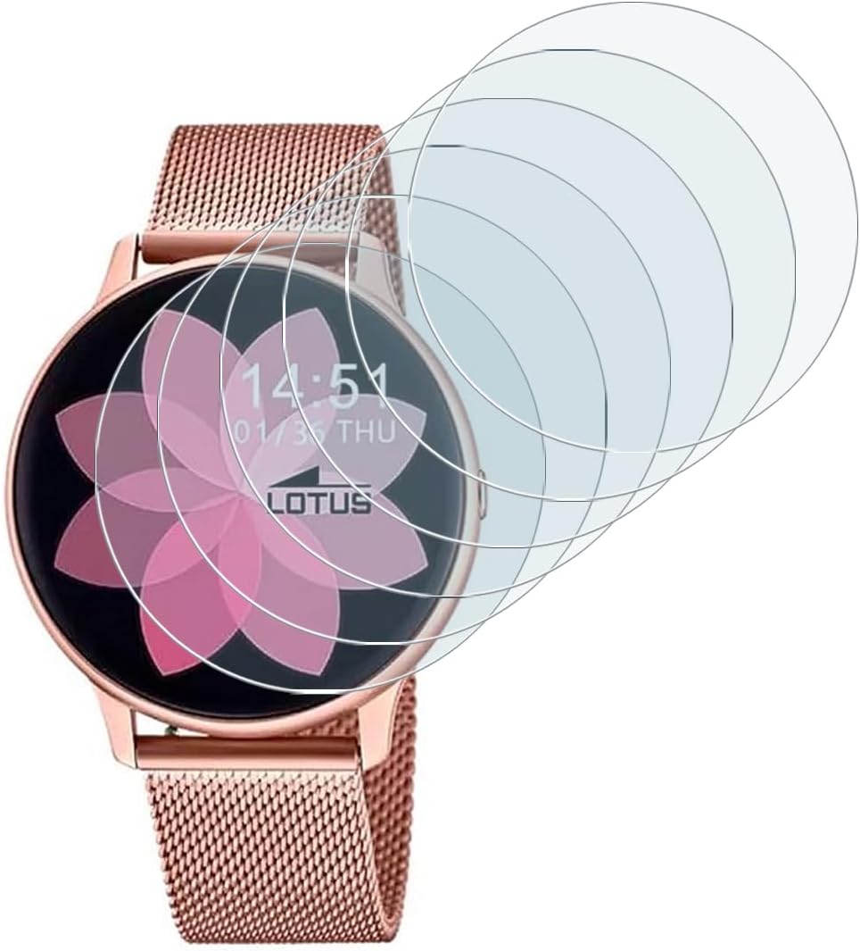 Pack of 6 flexible glass screen protectors, 9H hardness scratch-resistant, protective film compatible with Lotus Smartime 50001/A Smartwatch