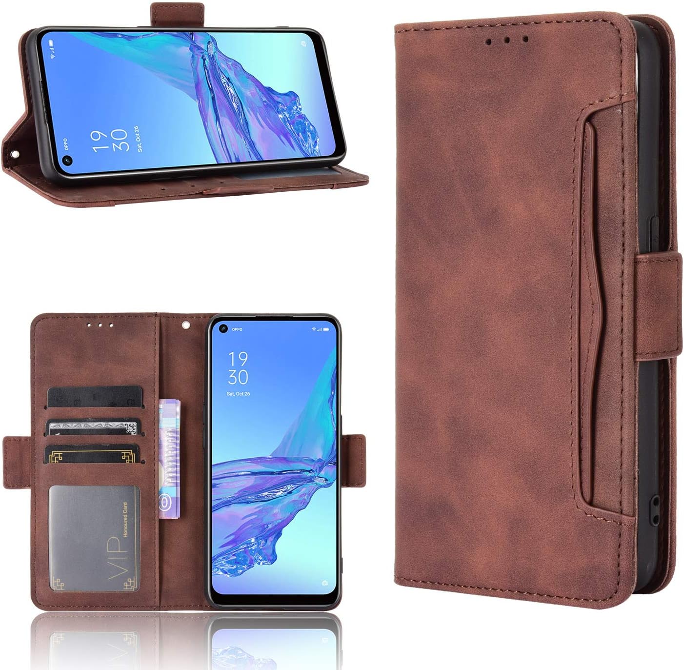 ZTE Blade A53 Pro Coque [Étui Portefeuille] [Fonction Support] [Slots pour Cartes] [Couverture à Rabat Magnétique] Compatible avec Le Smartphone ZTE Blade A53 Pro(Marron)