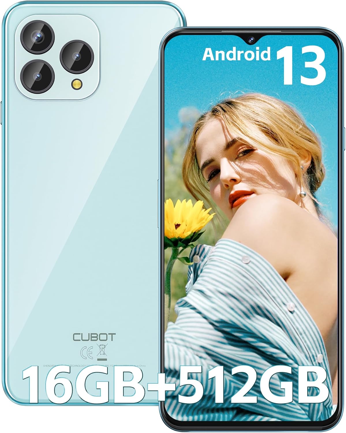 CUBOT P80 512GB Android Smartphone 13-512GB ROM/1TO+16GB RAM, 6.58 Inch FHD+ Mobile Phone, 48MP+24MP Cameras, 5200mAh, MT8788 Octa Core, Dual SIM 4G, Fingerprint/NFC/OTG