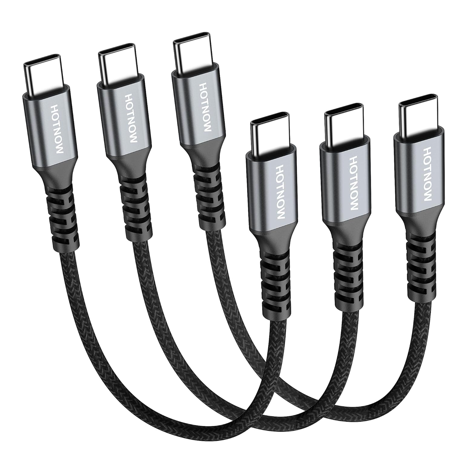 USB C to USB C Cable 6 Inch 3 Pieces 65W USB C Cable Fast Charging Nylon Braided for Galaxy S23 S22 S21, Note 20, iPhone 17, iPad Pro, PS5, Google Pixel 8, MacBook Air, Huawei P50 P40