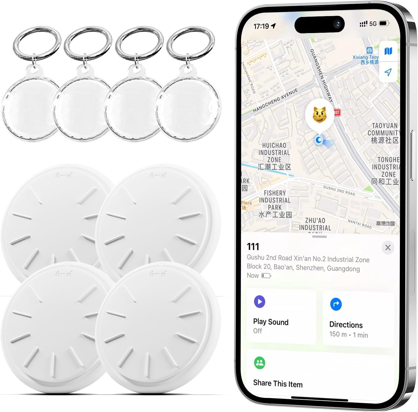 Tag Smart Key Locator Set for Apple Find My (iOS Only), Bluetooth Item Locator Suitable for Keys, Bags, Suitcases, Wallets, Pets, (Htag 4P)