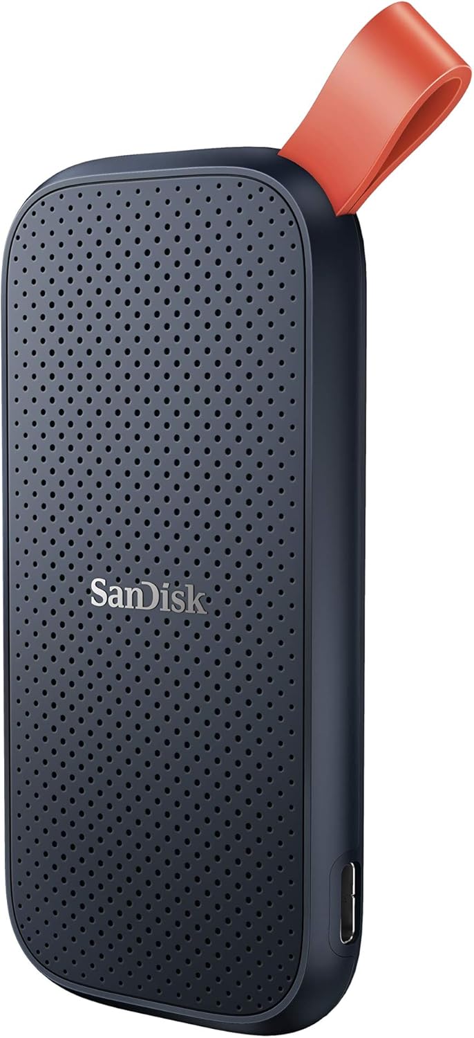 SanDisk 480GB Portable SSD, External Solid State Drive, Speeds Up to 520MB/s, External NVMe Solid State Drive, Rugged SSD, Heavy Duty Rubber Hook, Grey