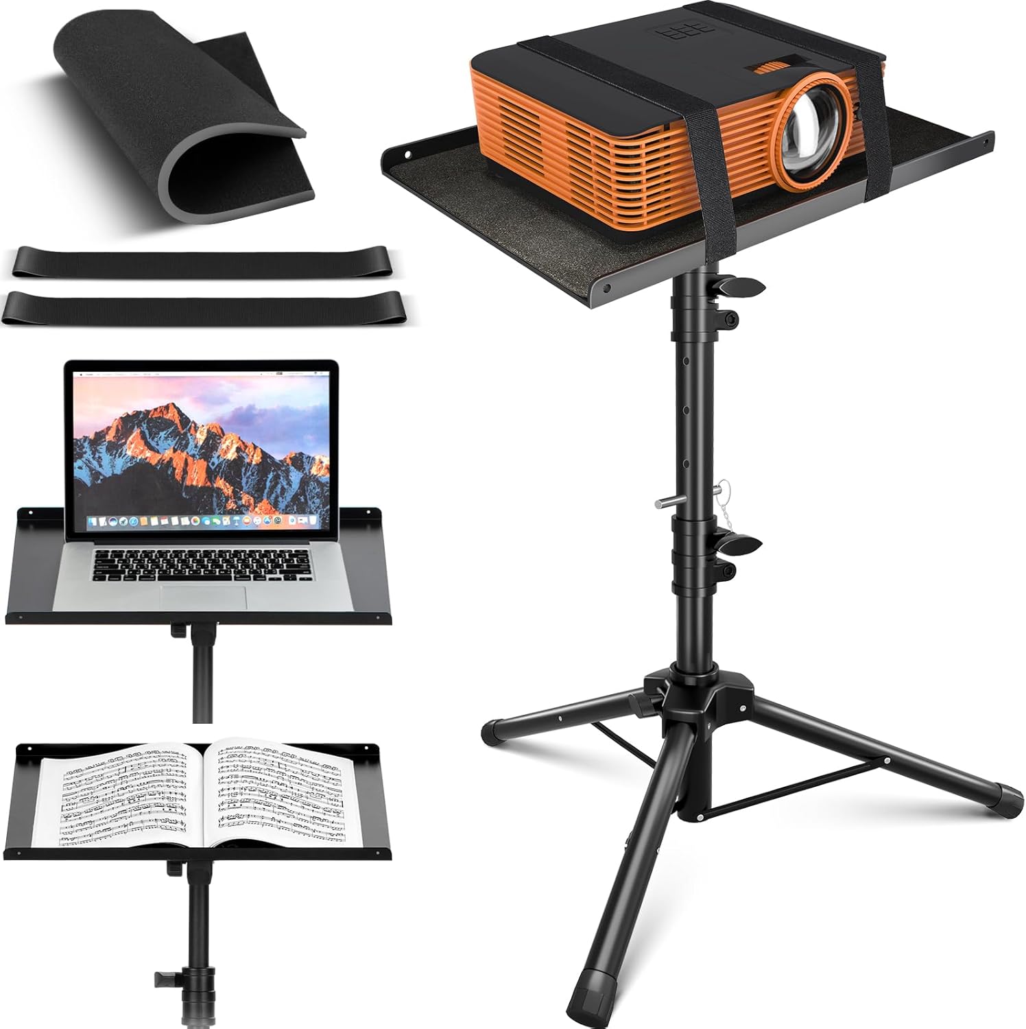 CAHAYA Projector Tripod with Castors Universal Laptop Stand DJ Stand Multifunctional with Adjustable Height (Regular Stand)