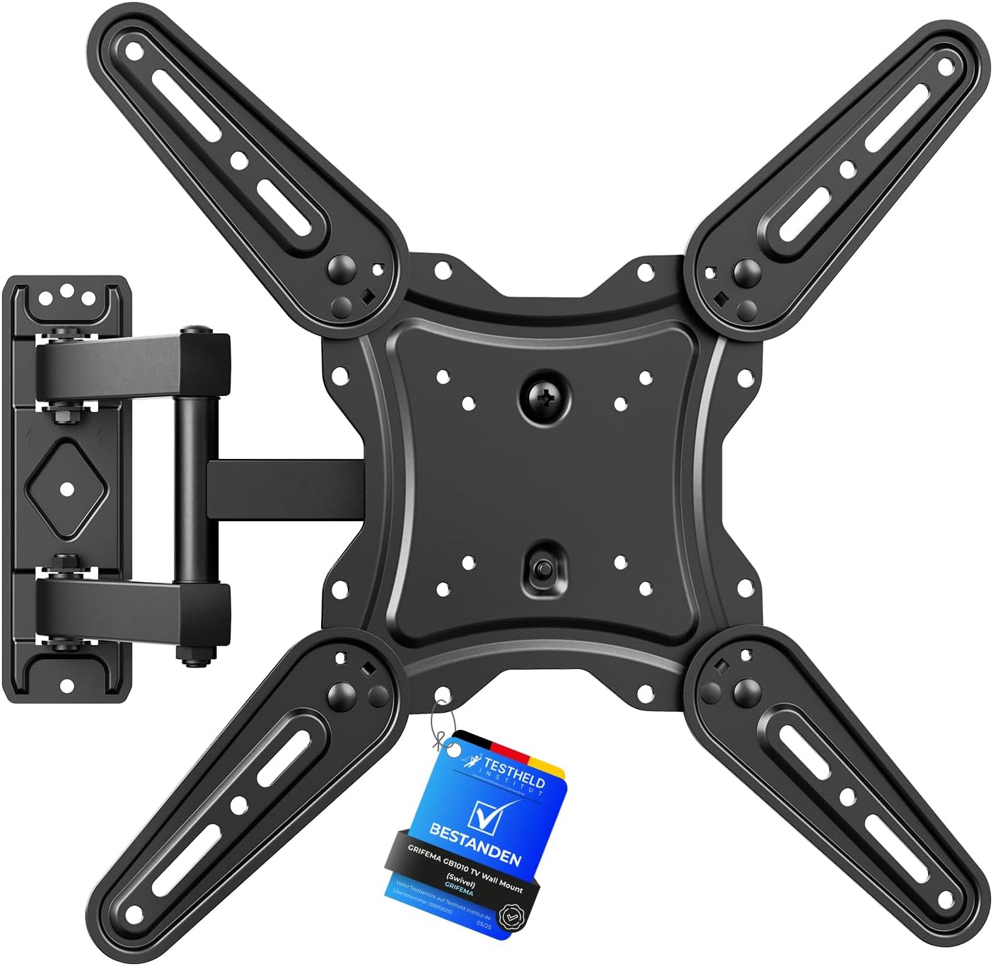 GRIFEMA TV Wall Mount 26-65 Inches – Wall Mount TV Can Hold Up to 35 kg, Wall Mount Adjustable (± 90°), Tilts (+ 6°, -12°) and Extends, Vesa Bracket for Flat/Curved TV