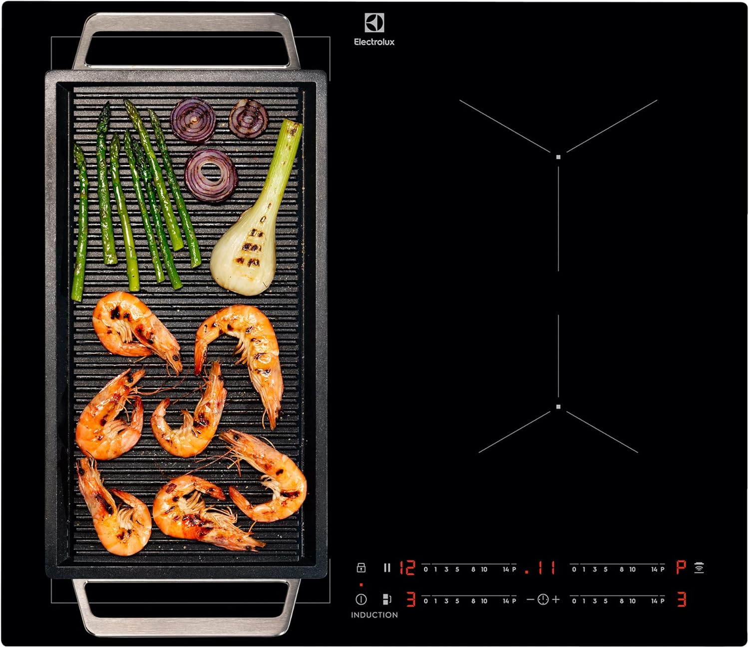 Electrolux LIL63443 Bridge 60 cm 4-Zone Induction Hob Tray Deck Function Black