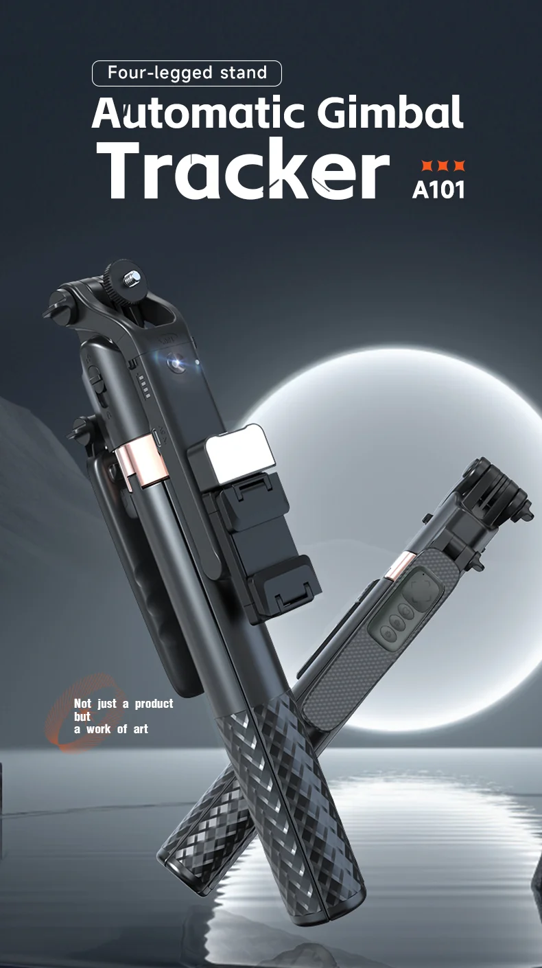 A101 1.8m Auto Face Tracking Tripod Selfie Stick, No App with Remote and Gesture Control, Fill Light 1