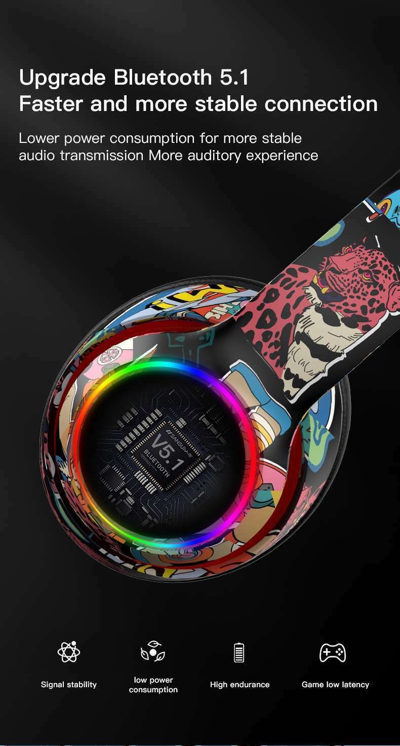 Casque R9 sans fil RGB Écouteurs Bluetooth Deepbass R9 R8