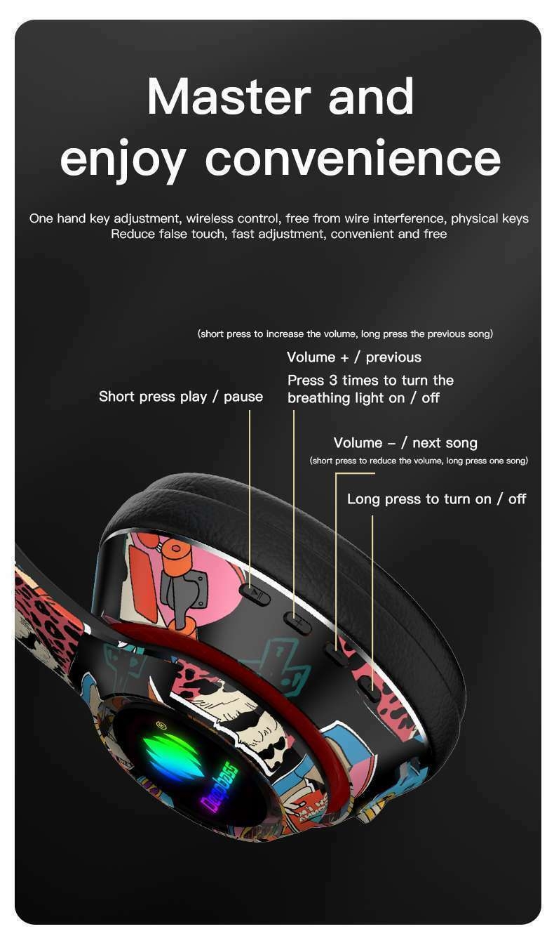 Casque R9 sans fil RGB Écouteurs Bluetooth Deepbass R9 R8
