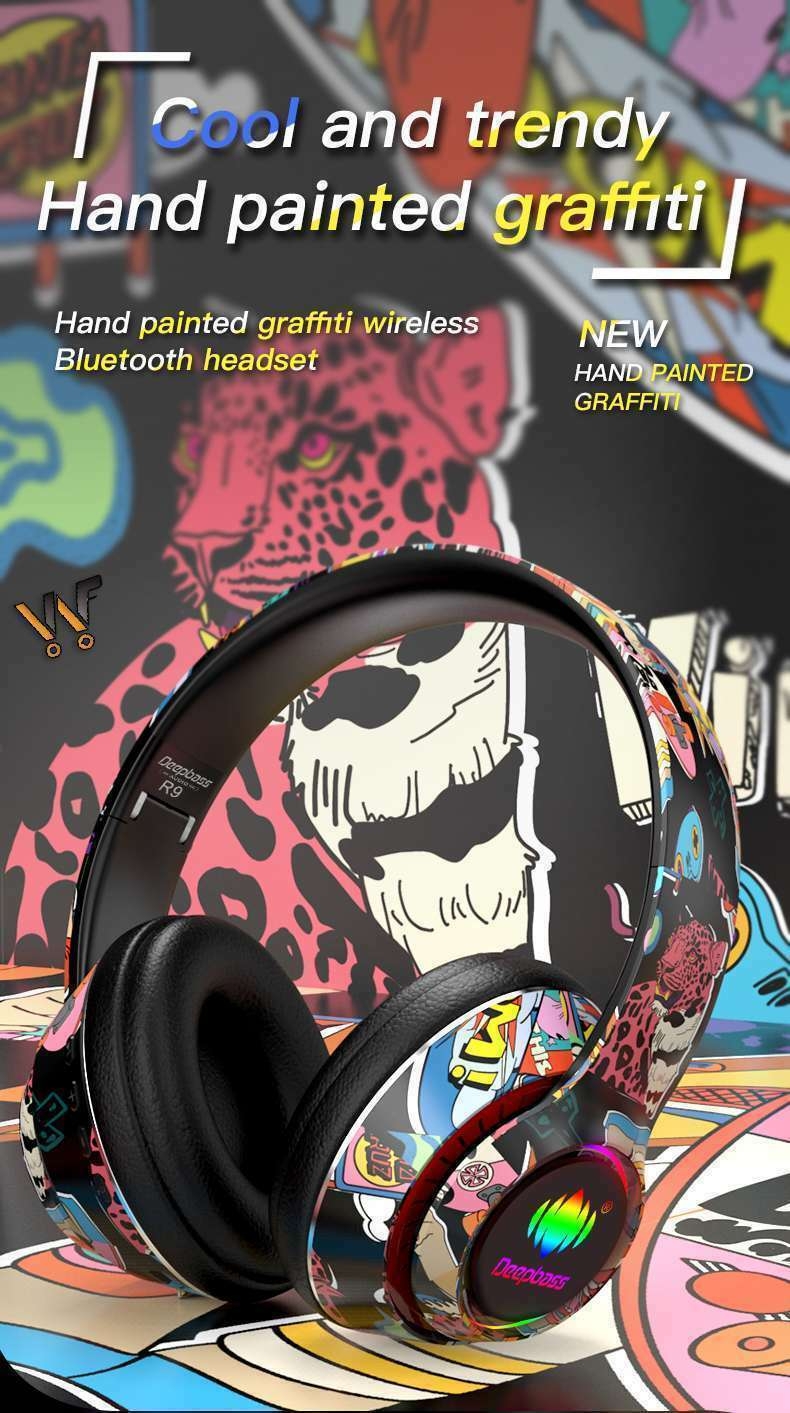 Casque R9 sans fil RGB Écouteurs Bluetooth Deepbass R9 R8