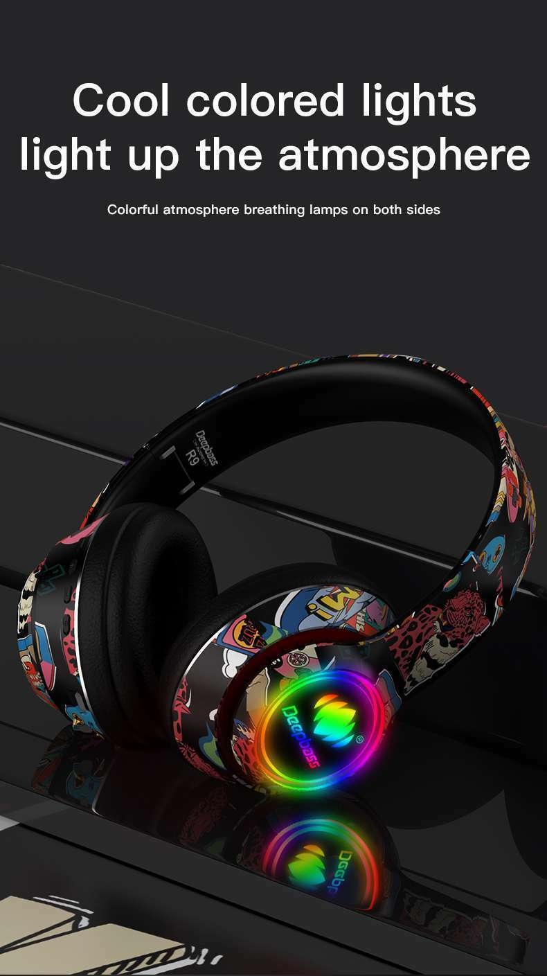 Casque R9 sans fil RGB Écouteurs Bluetooth Deepbass R9 R8