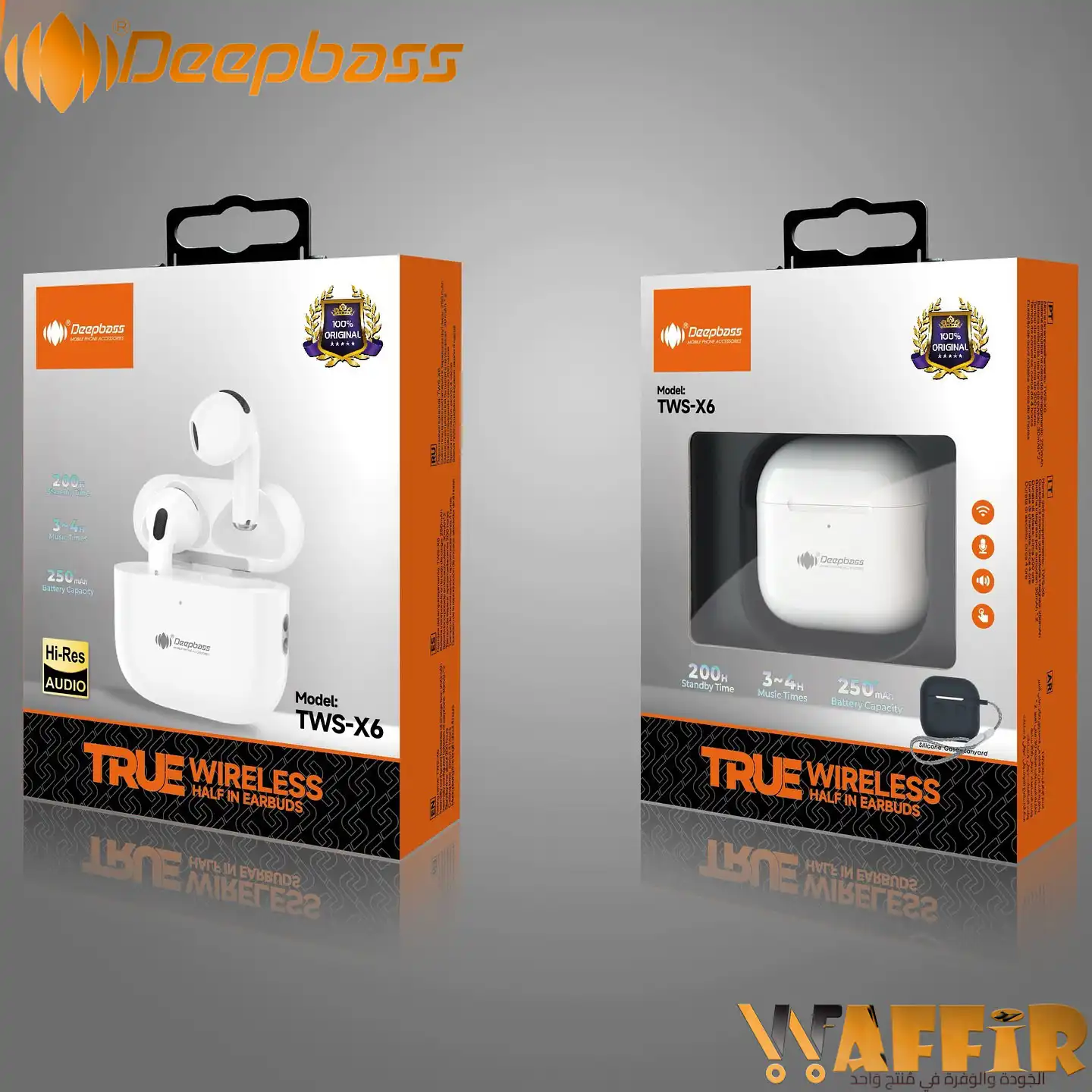 DeepBass X6 Écouteurs Bluetooth TWS-X6 True Wireless redéfinissent sans fil Bluetooth, Deep Bass Headphones X6 connexion stable haute qualité Waffir.Ma DEEPBASS Maroc