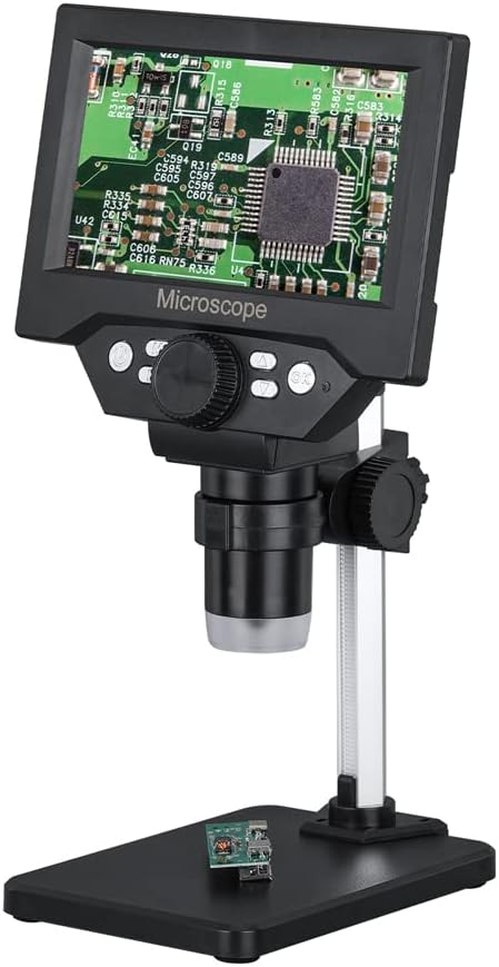 Microscope numérique industriel avec écran 10 mégapixels grossissement 1000x 8 lumières réglables fonction photo vidéo USB connectivité ordinateur pour la maintenance