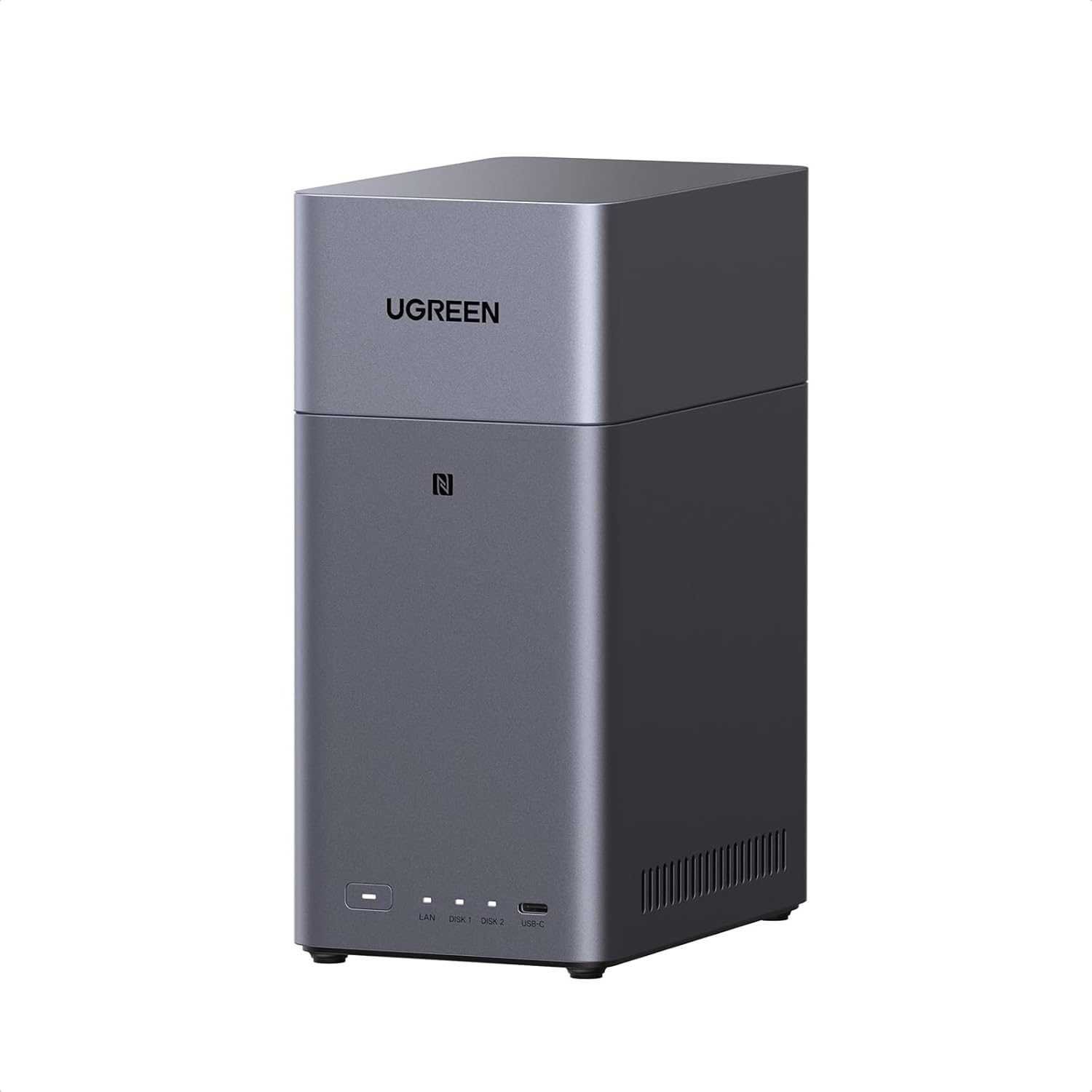 UGREEN NASync DH2300 2-Bay Desktop NAS, 4GB RAM, One-Touch NFC Connection, 1GbE LAN, AI Photo Album, Easy NAS System for Beginners, Home NAS Server (No Drive)