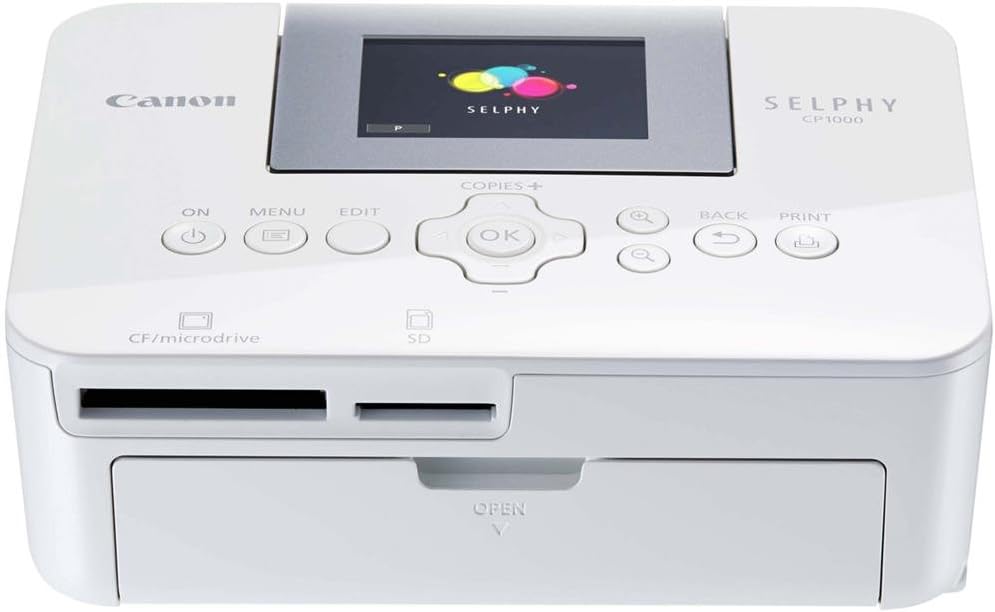Canon Selphy CP1000 Photo Printer 10 x 15 cm, Wired USB & SD Card Version, Without WiFi or Bluetooth, Postcard Size Photo, Instant Printing Without Ink, White
