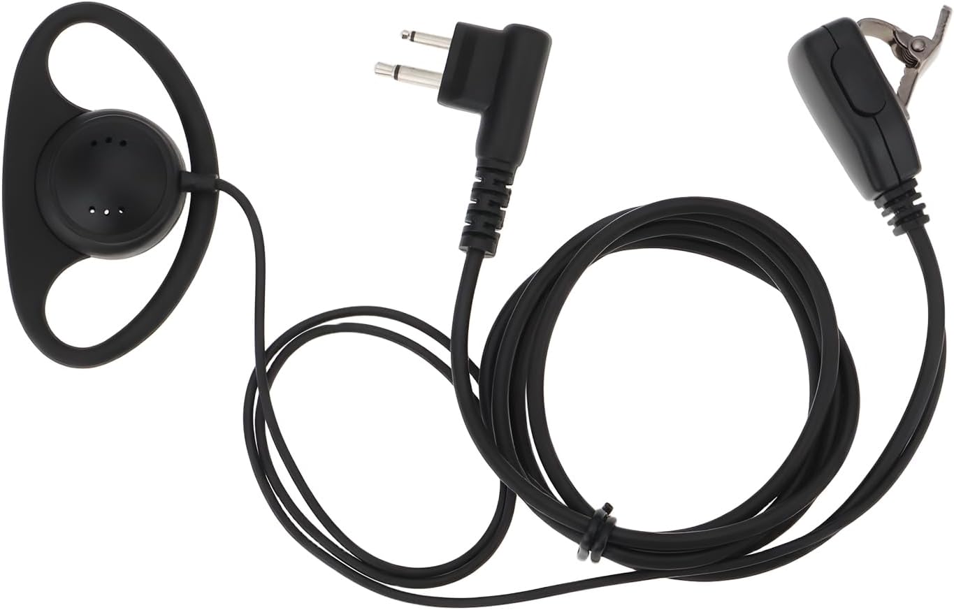 D Shape Earphone with Microphone and PTT M Plug Compatible with Motorola CP040 and DP1400 R2 Two Way Radios