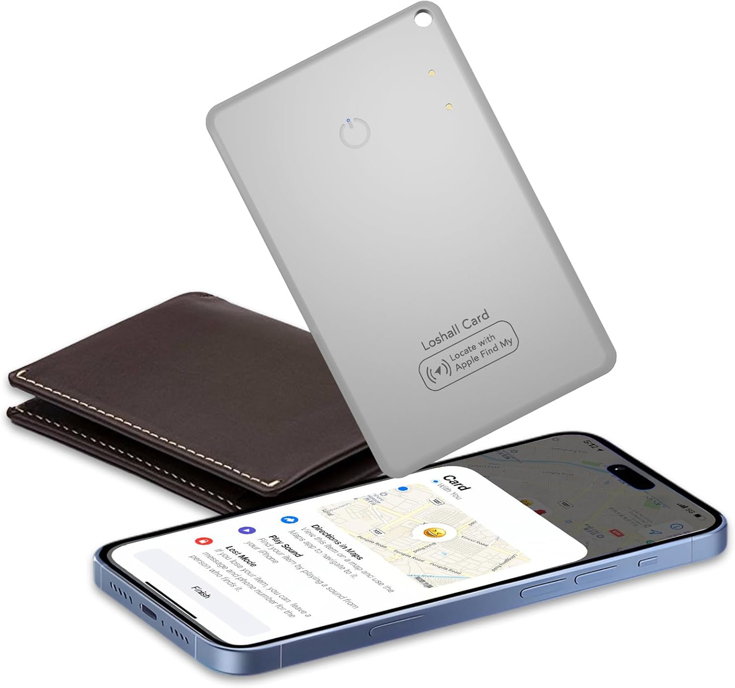 Wallet Tracker Card Ultra Slim, Air Tag Tracer Card, Rechargeable Object Locators Compatible with Apple Locator (iOS Only) for Wallet/Luggage/Suitcase/Bag/Keys, Waterproof IP68, Grey