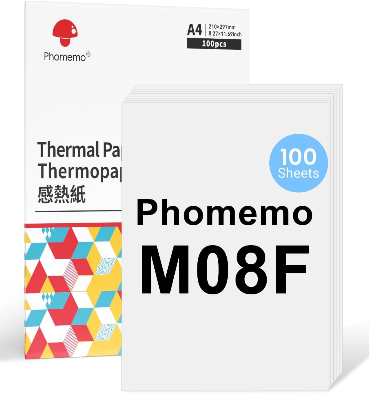 Phomemo M08F A4 Thermal Paper Compatible with Phomemo M08F M08D M832 M832D M833 M834 Q302 Portable Mobile Printers for Travel, Home, Photo, 100 Sheets