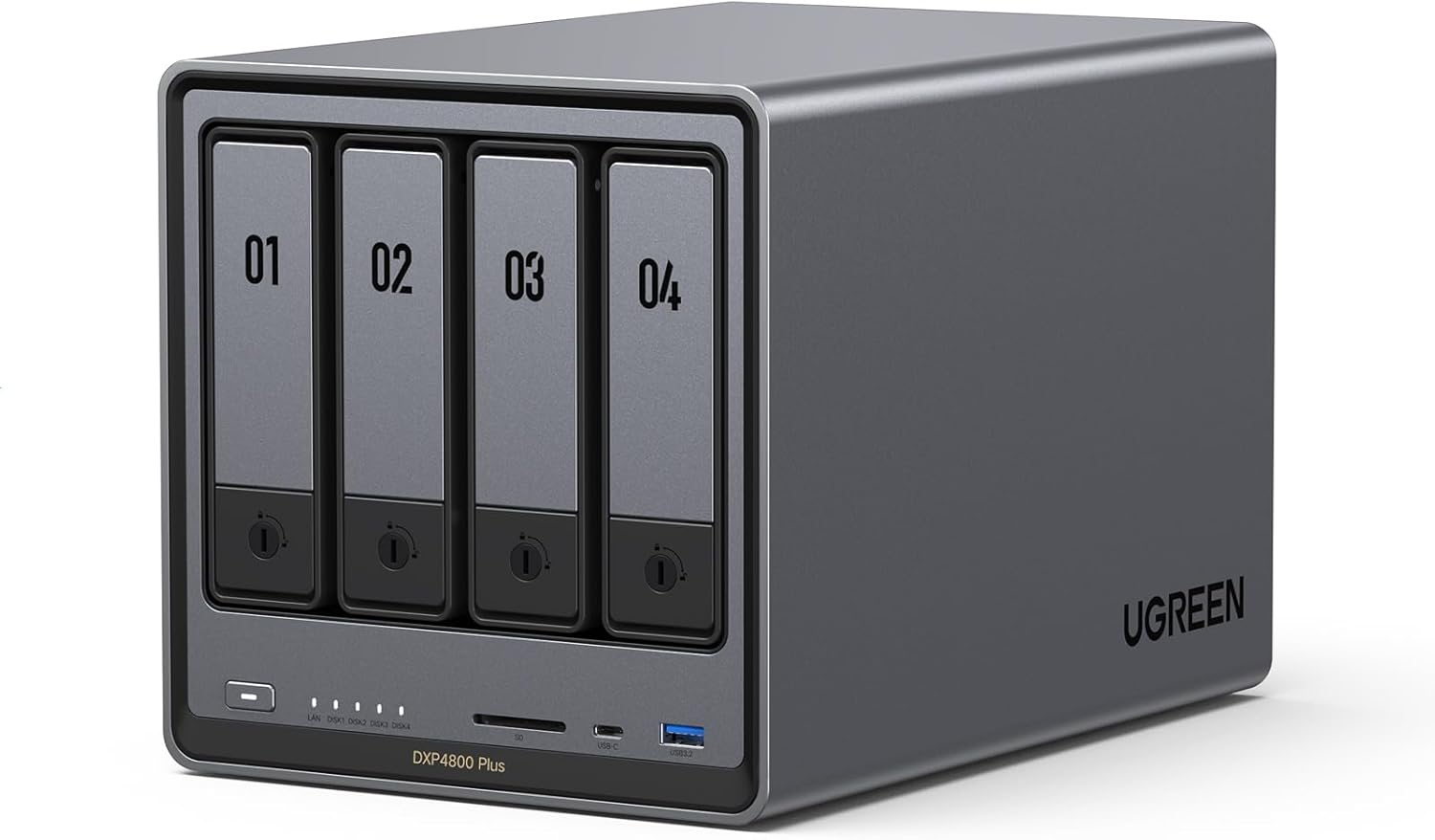 UGREEN NASync DXP4800 Plus, 4-Bay NAS, Intel Pentium Gold 8505 (5-Core), 8GB DDR5, 128GB SSD, 10GbE + 2.5GbE, 2 M.2 NVMe Slots, 4K HDMI (No Disk)