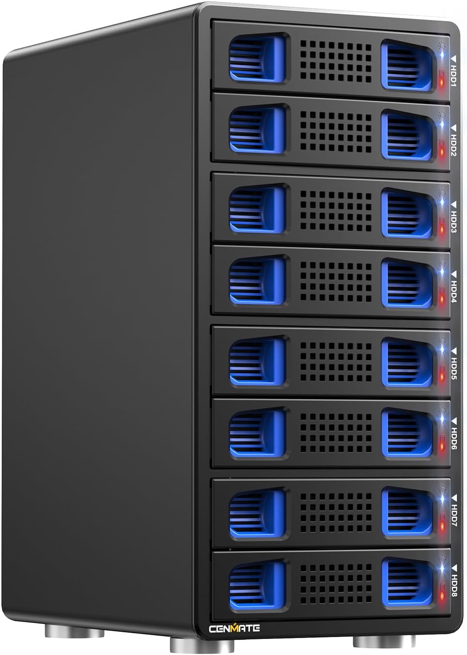 8-Bay Hard Drive Enclosure with Fan for 2.5/3.5 Inch SATA HDD/SSD with USB A/C 3.0, Supports Hot Swap, Daisy Chain Extension, Toolless HDD Enclosure, DAS(No Raid/NAS)