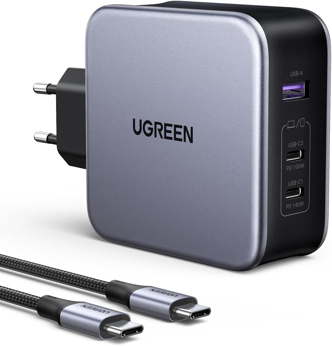 UGREEN Nexode 140W PD 3.1 USB C Fast Charger 3 Ports GaN Tech USB C Plug Compatible with iPhone 17 Pro Max Air 16 Plus 15 14 13 12 Galaxy S25 S24 S23 Pixel 9 8 7 iPad MacBook Air Pro M4 M3 M2 M1