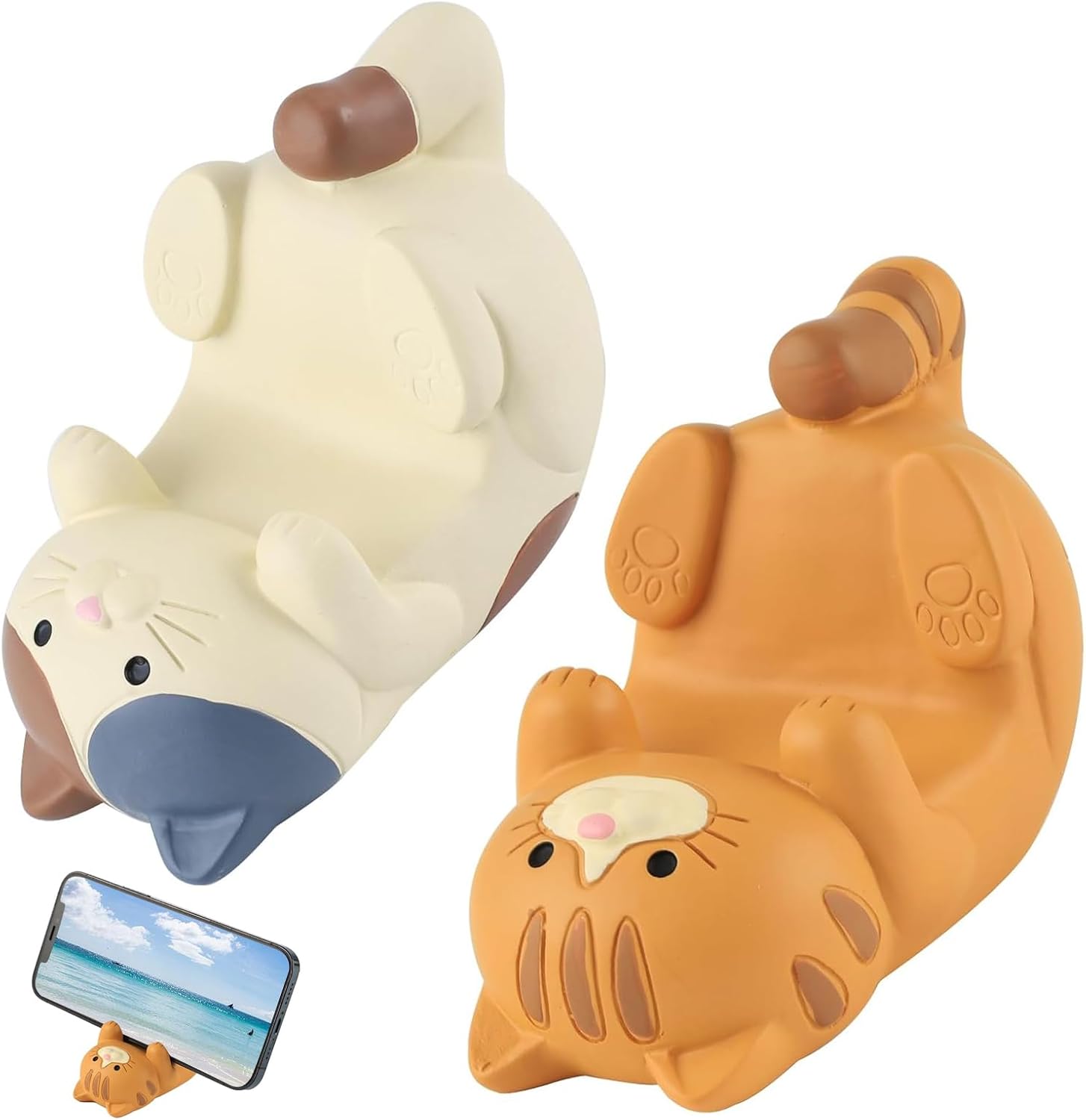 2pcs Animal Phone Holder Desk Universal Cute Cat Holders For Smartphone Cat Shaped Mobile Phone Holder Very Cute Cat Shaped Smartphone Holders