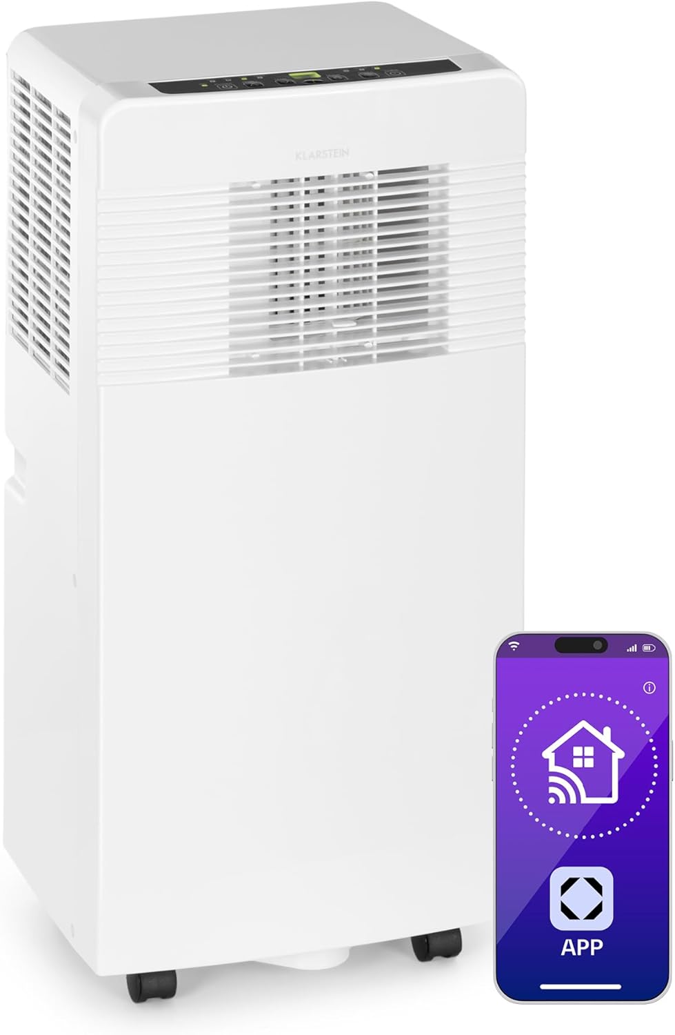 Klarstein 4 in 1 Silent Mobile Air Conditioner, Night Mode, Dehumidifier, Fan, Low Consumption Mini Air Conditioning, Evacuation, Powerful, 7000 BTU