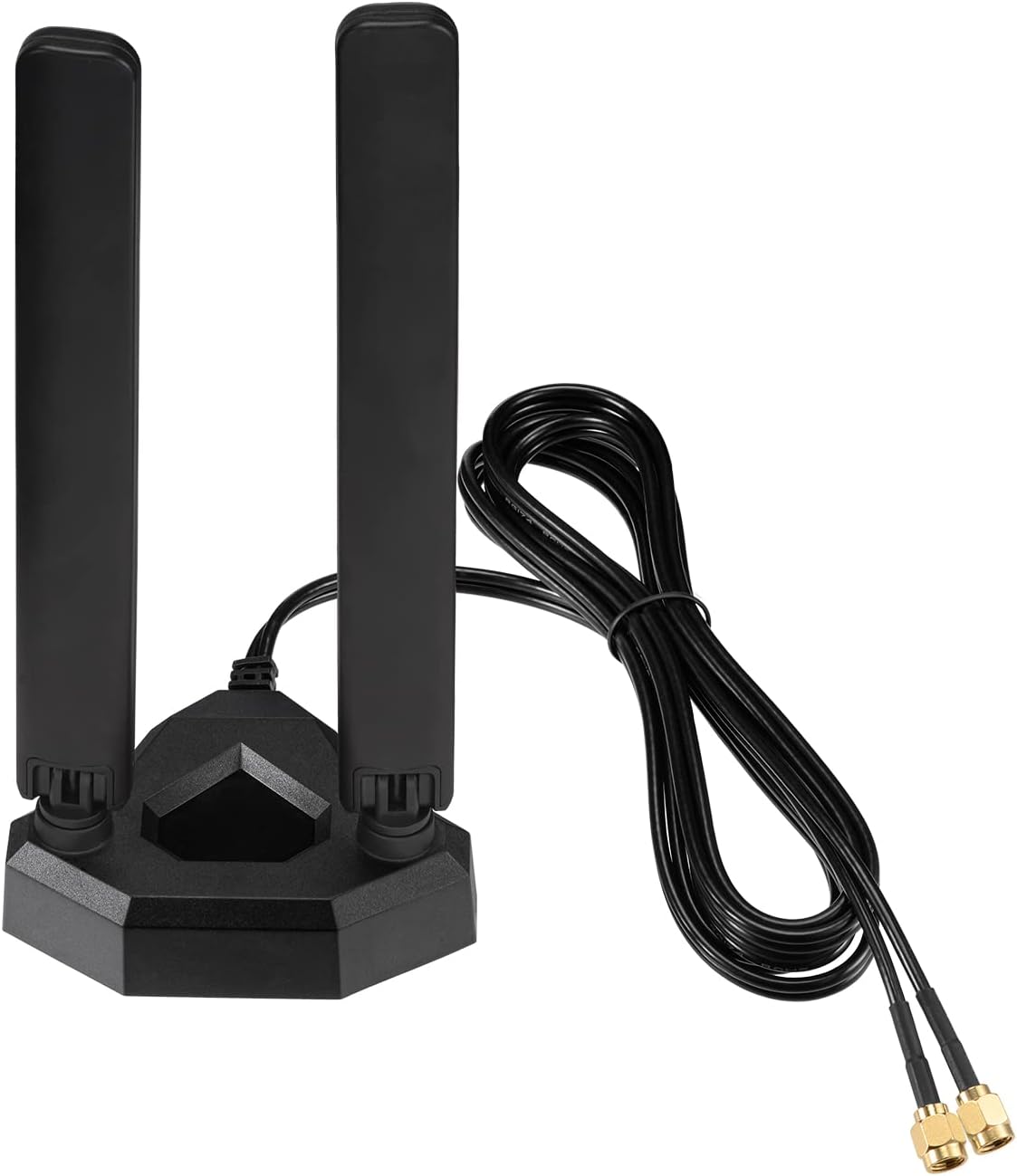 Eightwood WiFi Antenna 6E Tri-Band 2.4/5/6GHz External Router Antenna with Magnetic Base and 2M RP-SMA Cable for PCIe/PC Card Gaming, Netgear, ASUS, TP-Link,Bluetooth Compatible