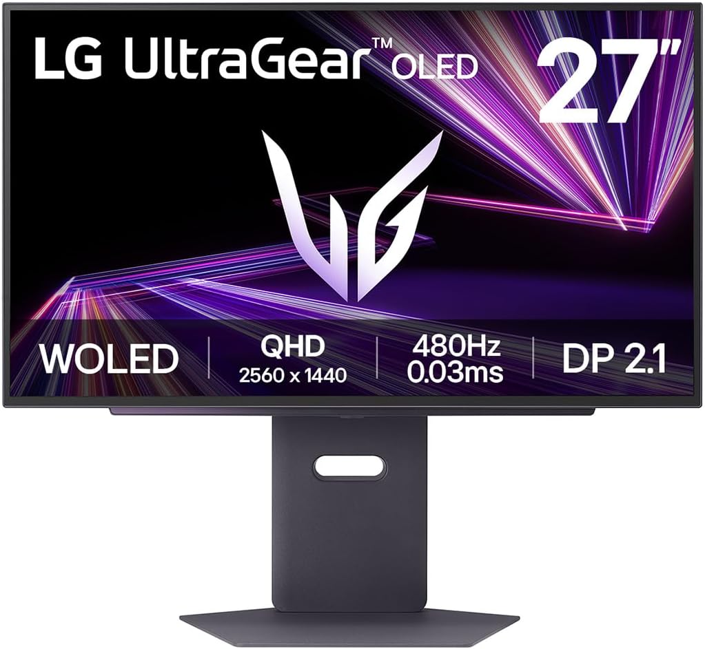 LG UltraGear 27GX790A-B 27" OLED Gaming Monitor - OLED Panel QHD (2560x1440), 0.03ms GtG 480Hz, DisplayHDR TrueBlack 400, DCI-P3 98.5% (CIE1976), AMD FreeSync Premium Pro, NVIDIA G-Sync
