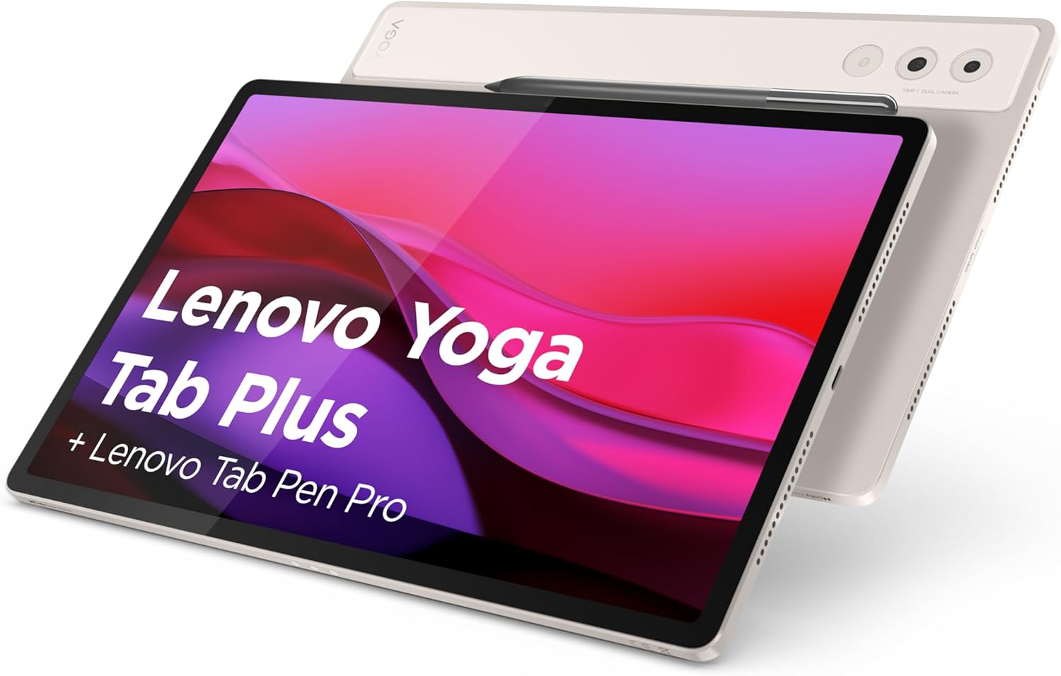 Lenovo Yoga Tab Plus – 12.7 Inch 3K, 144Hz Touchscreen Tablet (Qualcomm Snapdragon 8 Gen 3 Mobile Platform, 8Cores, 16GB RAM, UFS 4.0 256GB, Wifi7 + Bluetooth) Lenovo Tab Pen Pro – Seashell