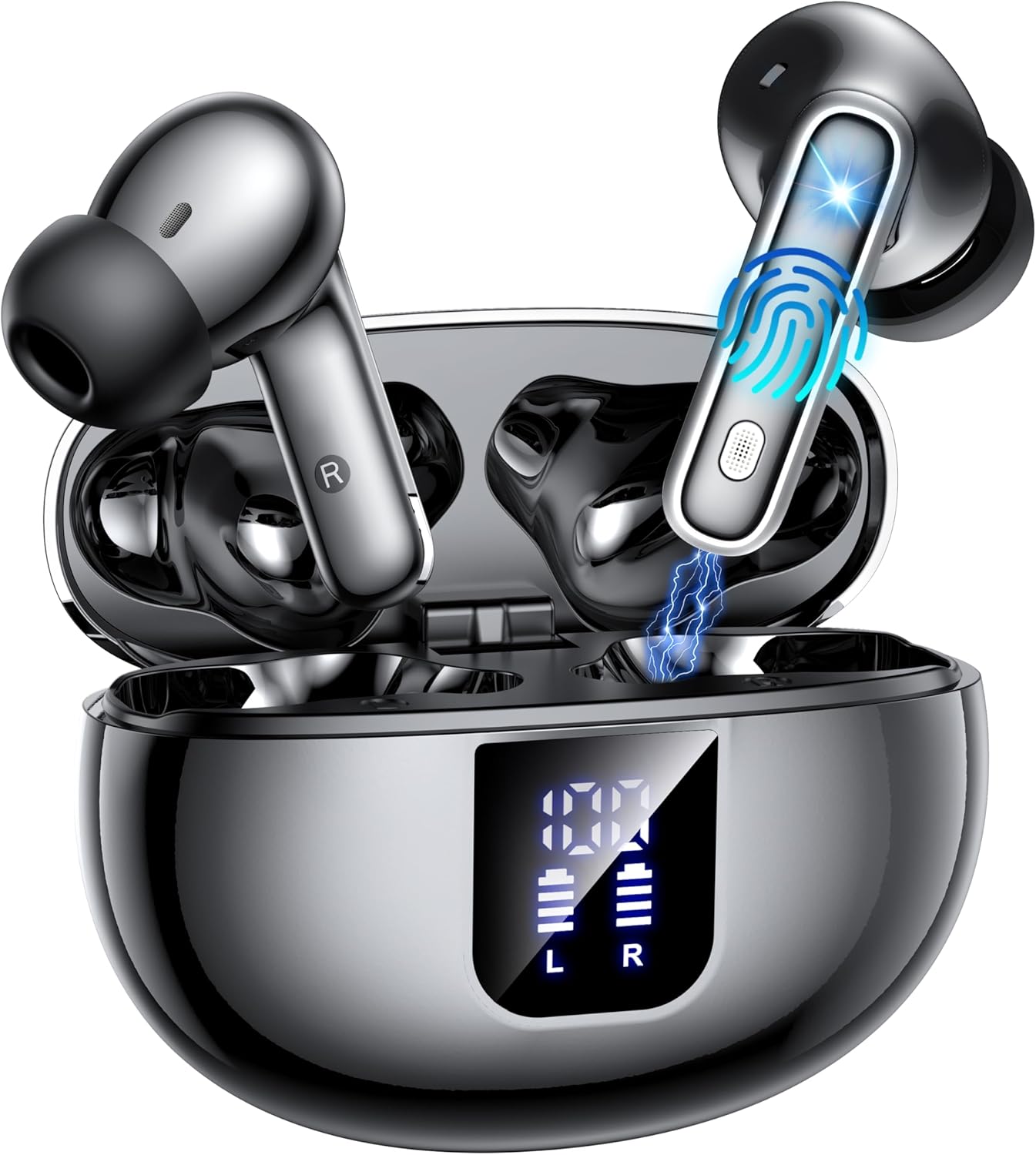 Wireless Earbuds, Bluetooth 5.4 Headset, Wireless Earbuds with ANC/ENC Noise, Transparent Mode, 36H Playtime, Hi-Fi Stereo, IP7 Waterproof, LED Screen, Touch Control, Typ-C Bluetooth Headset