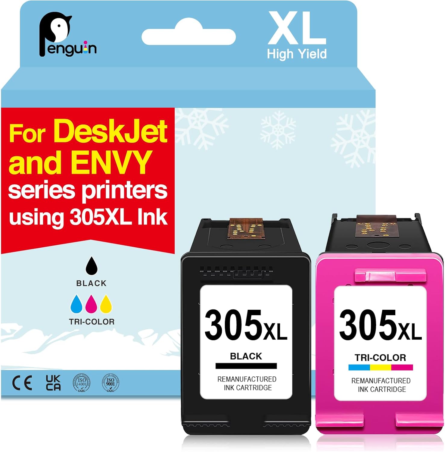 Penguin 305XL Cartridge for HP 305 DeskJet 2820e 2800e 2810e 2822e 2821e 2823e 4220e 4210e 4200e 4222e 4230e Envy 6432e 6032e 6020e 6420e Printer Ink Cartridges Replacement 305XL 05 XL Black Colour: