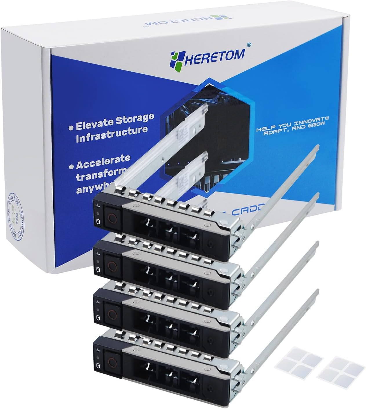 Heretom 4 x DXD9H SATA Hard Drive Tray for Dell XC640-4 XC6420-6 R340 R440 R640 R740 R840 R940 R940 R940xa R6415 R7415 R65 2.5" 15 R65 7 525