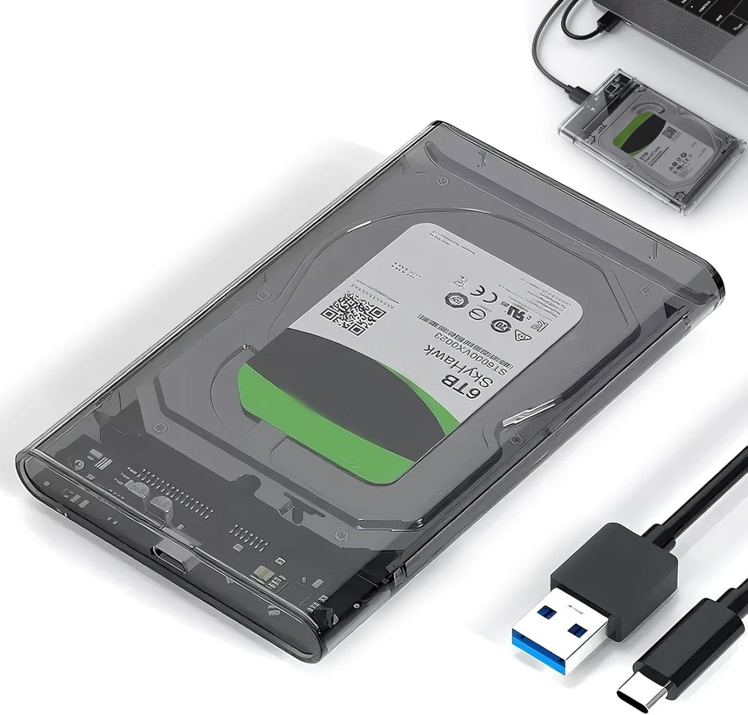 USB C 3.1 Gen 2 Hard Drive Enclosure 2.5 Inch External Drive 5Gbps for SATA HDD SSD 2.5 Inch 7/9.5 mm Acceleration UASP Trim Tool-Free Supports Windows Mac OS Linux USB C 3.1 Cable Included - Black