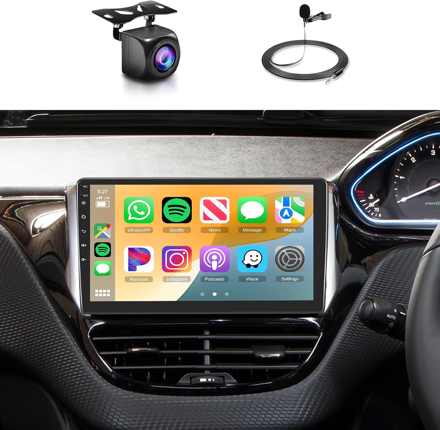 Car Radio [4G+64G] for Peugeot 208/2008 (2012-2018), 10.1 Inch Touch Screen, Android 13 CarPlay Android Auto, BT5.0 WiFi GPS RDS FM EQ