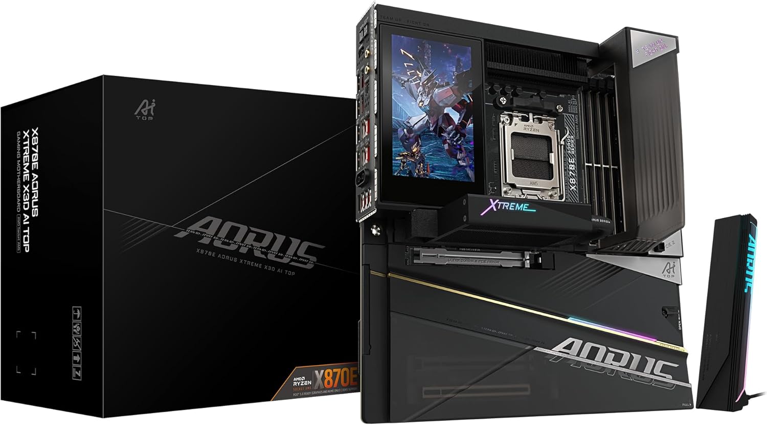GIGABYTE X870E AORUS Xtreme X3D AI Top Motherboard - Supports AMD Ryzen 9000 Series Processors, VRM 24+2+2 Phases, Up to 9000MHz DDR5 (O.C.), 2xPCIe 5.0 M.2 + 3xPCIe 4.0 M.2, Wi-Fi 7