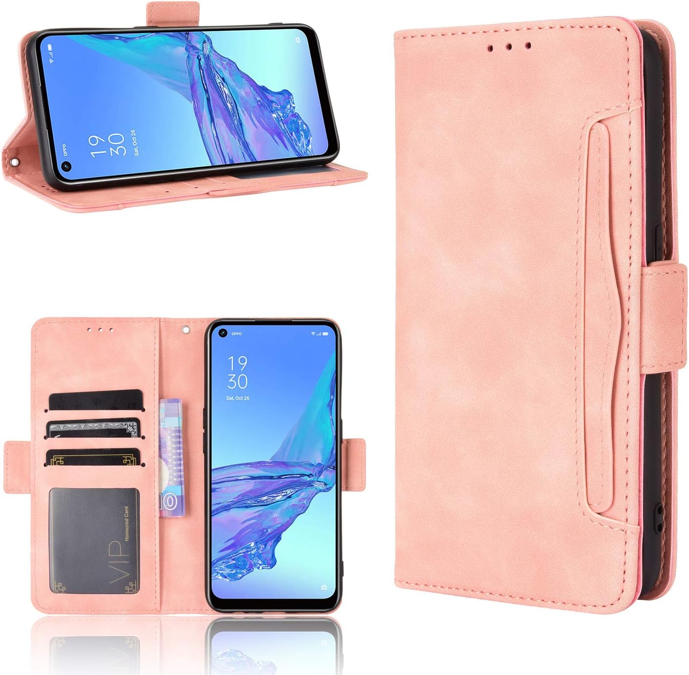ZTE Blade A52 Lite Coque [Étui Portefeuille] [Fonction Support] [Slots pour Cartes] [Couverture à Rabat Magnétique] Compatible avec Le Smartphone ZTE Blade A52 Lite(Rose)