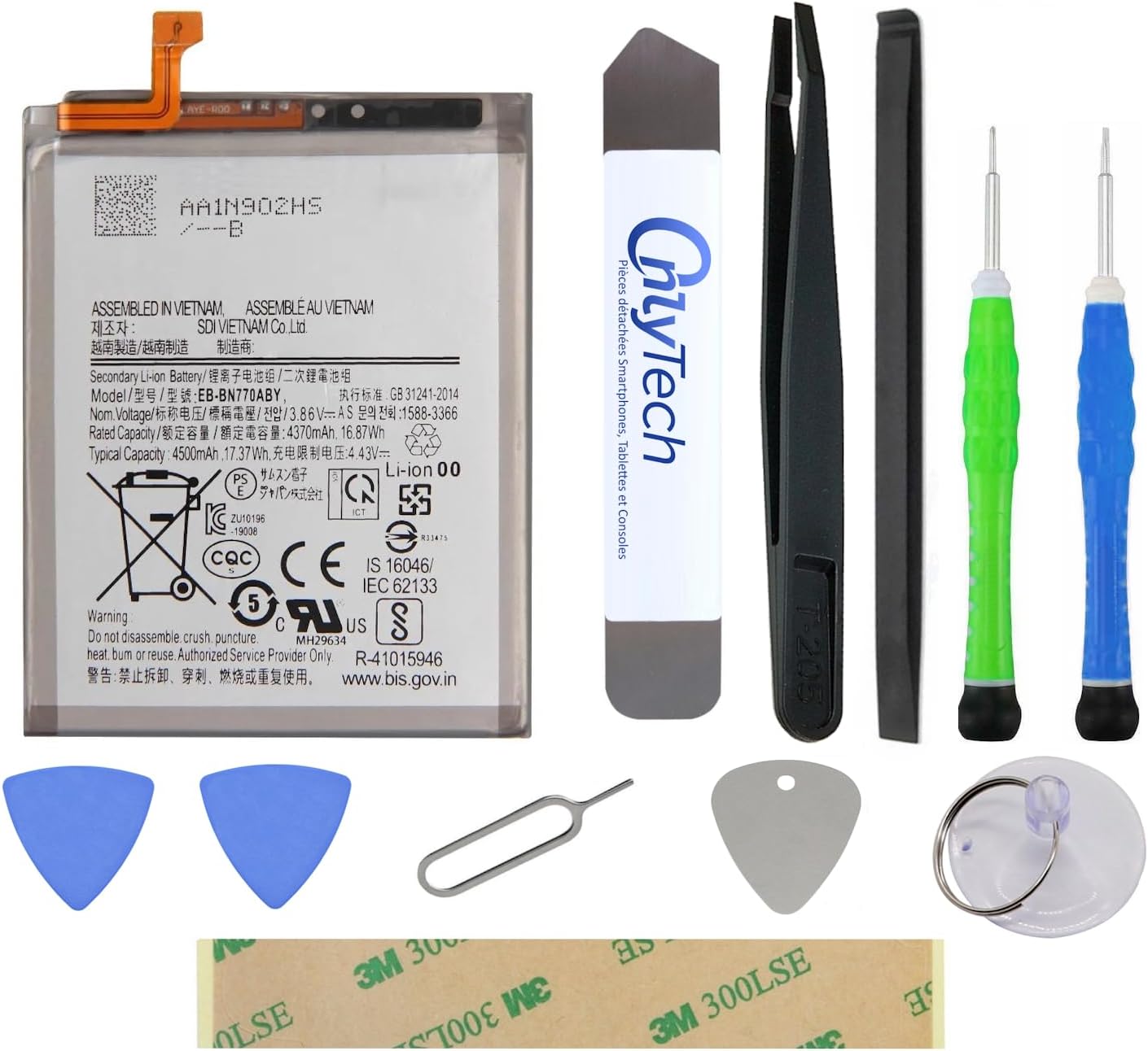 Battery Repair Kit for Samsung Galaxy Note 10 Lite SM-N770-4500mAh - with 10 Tools and Adhesive